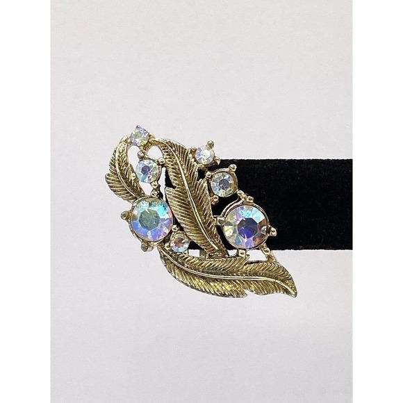 Coro Clip Ons Earrings Vintage Chrystals AB Fashion Costume Collectible - Picture 8 of 12